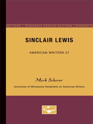 cover image of Sinclair Lewis--American Writers 27